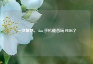 一文解惑，vivo 手机能否玩 PUBG？