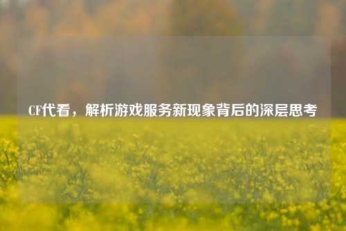 CF代看,解析游戏服务新现象背后的深层思考