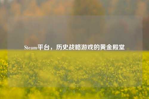 Steam平台，历史战略游戏的黄金殿堂