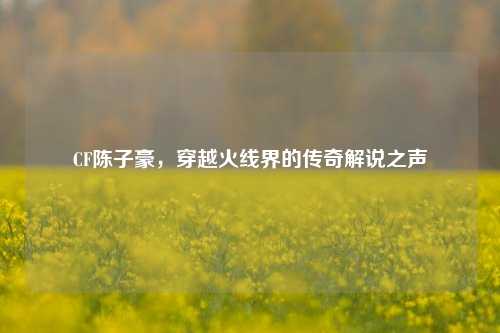 CF陈子豪，穿越火线界的传奇解说之声