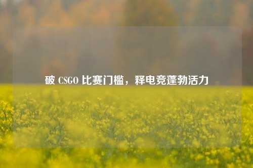 破 CSGO 比赛门槛，释电竞蓬勃活力