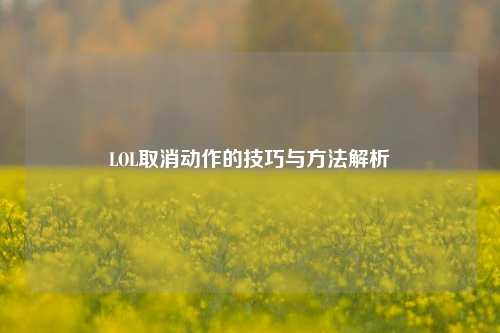 LOL取消动作的技巧与方法解析
