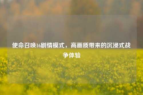 使命召唤16剧情模式,高画质带来的沉浸式战争体验