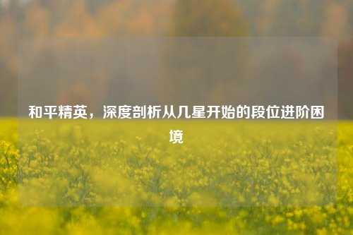 和平精英，深度剖析从几星开始的段位进阶困境
