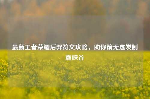 最新王者荣耀后羿符文攻略,助你箭无虚发制霸峡谷